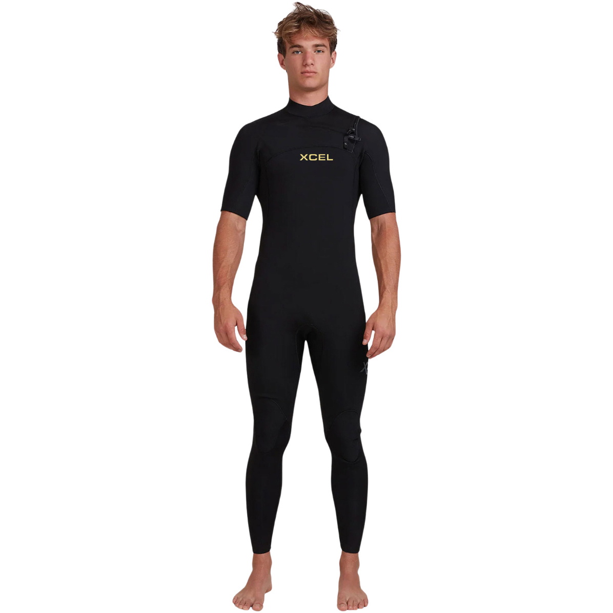2026 Xcel Heren Comp 2mm Korte Mouwen Borst Ritssluiting Wetsuit MN22ZXC4 - Black